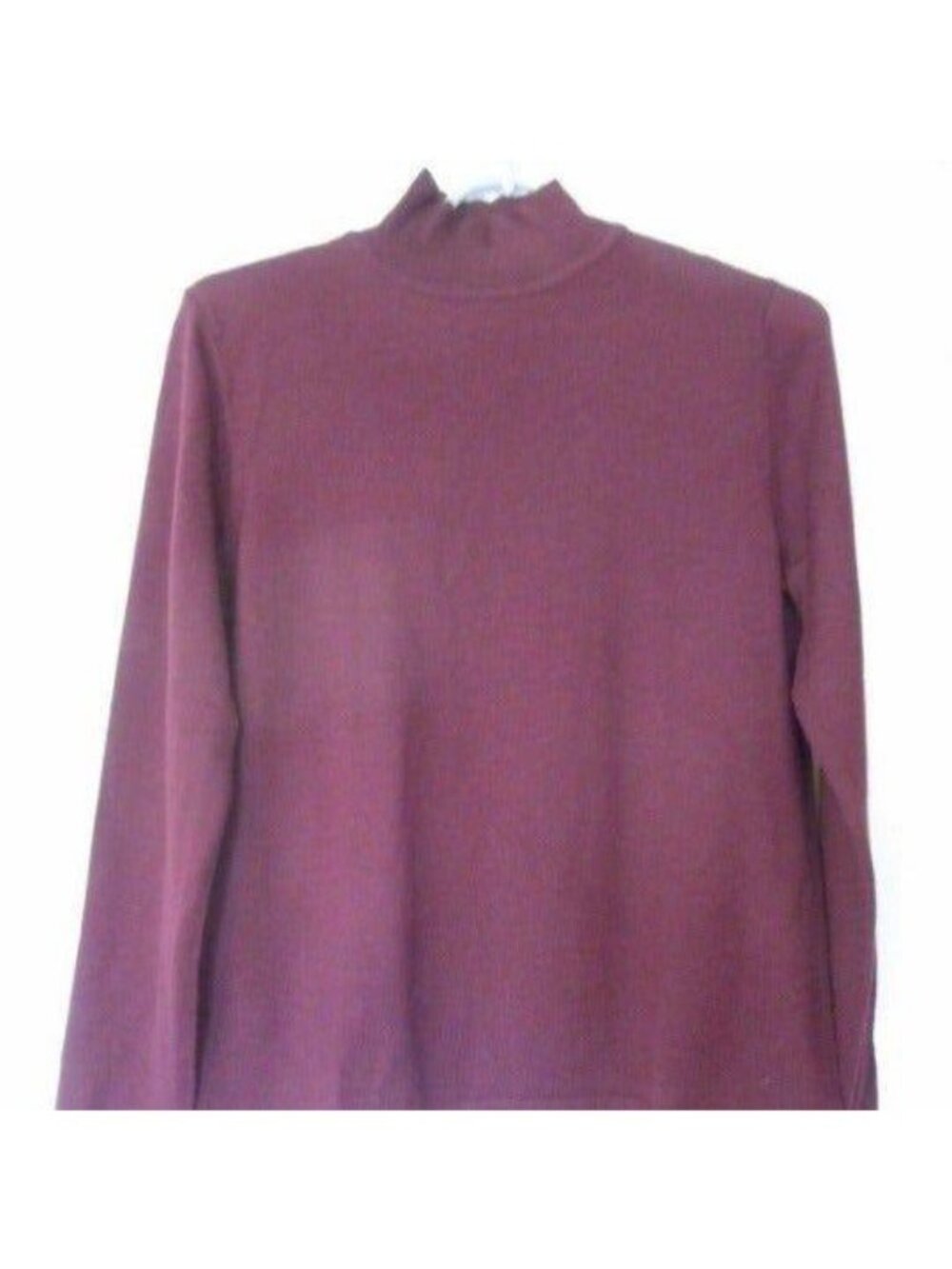 100% merino wool mock turtleneck Sweater Sz M eggplant Valerie Stevens